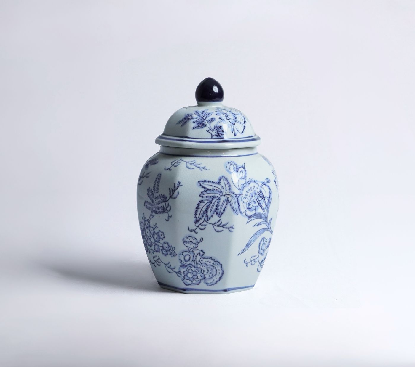 Indigo Bloom Porcelain Urn