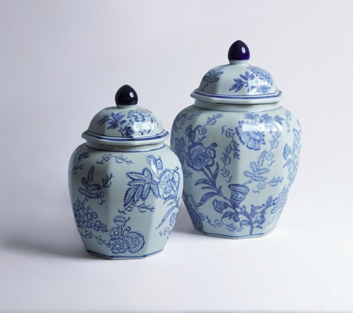 Indigo Bloom Porcelain Urn