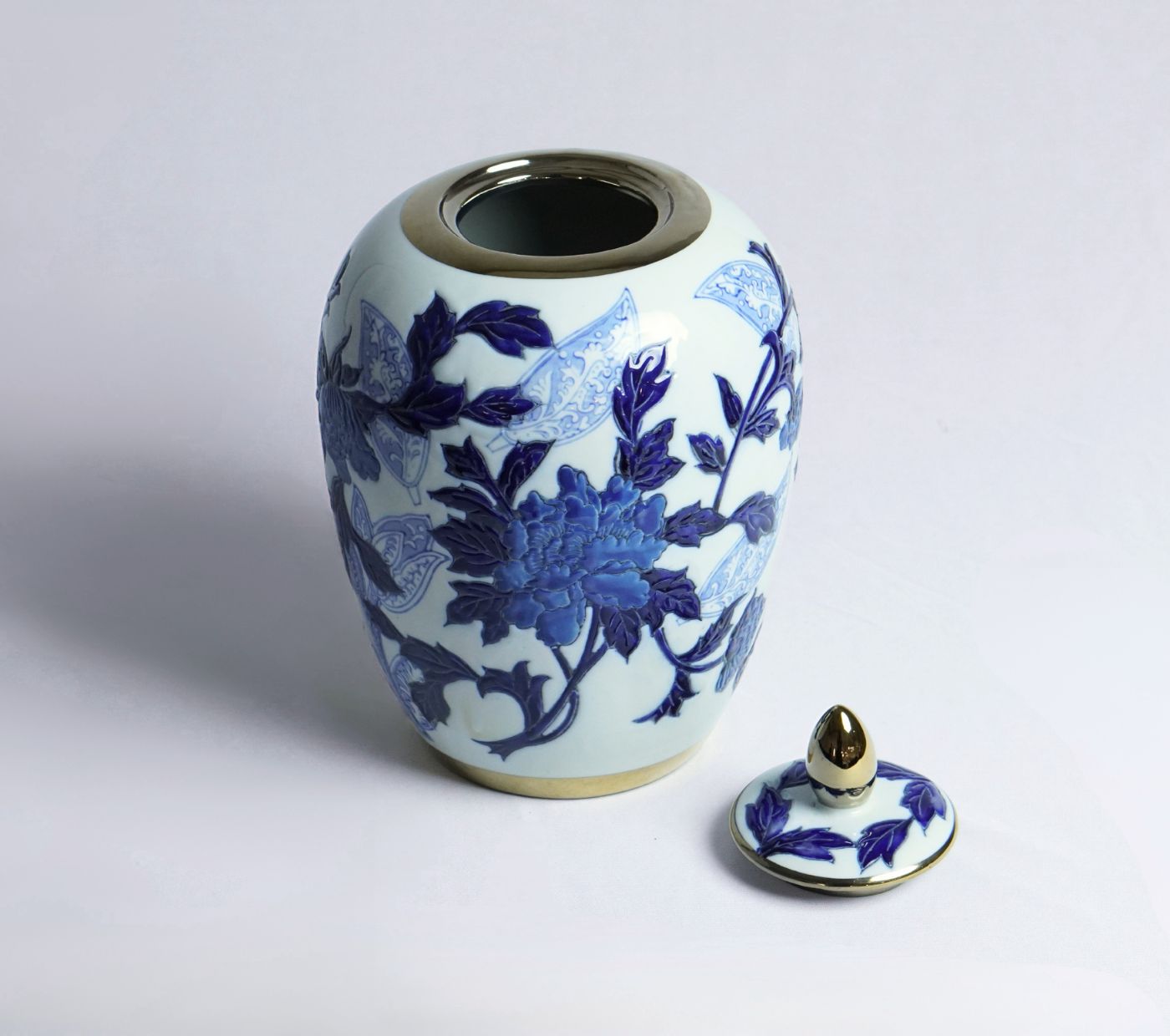 Midnight Bloom Porcelain Urn