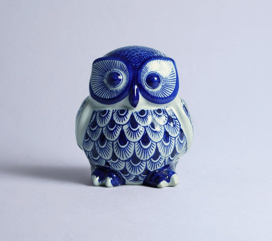 Blue Scribe Owl Figurine