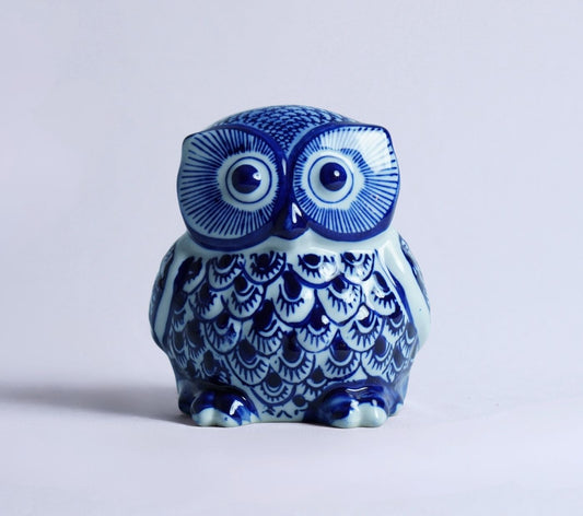 Blue Scribe Owl Figurine