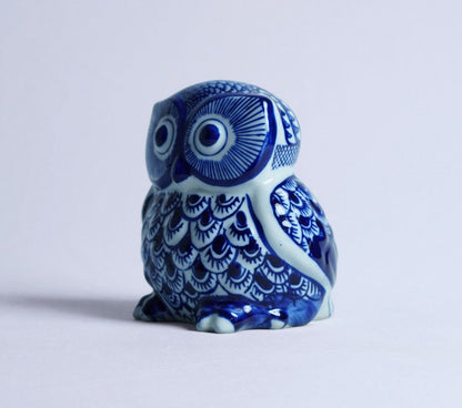 Blue Scribe Owl Figurine