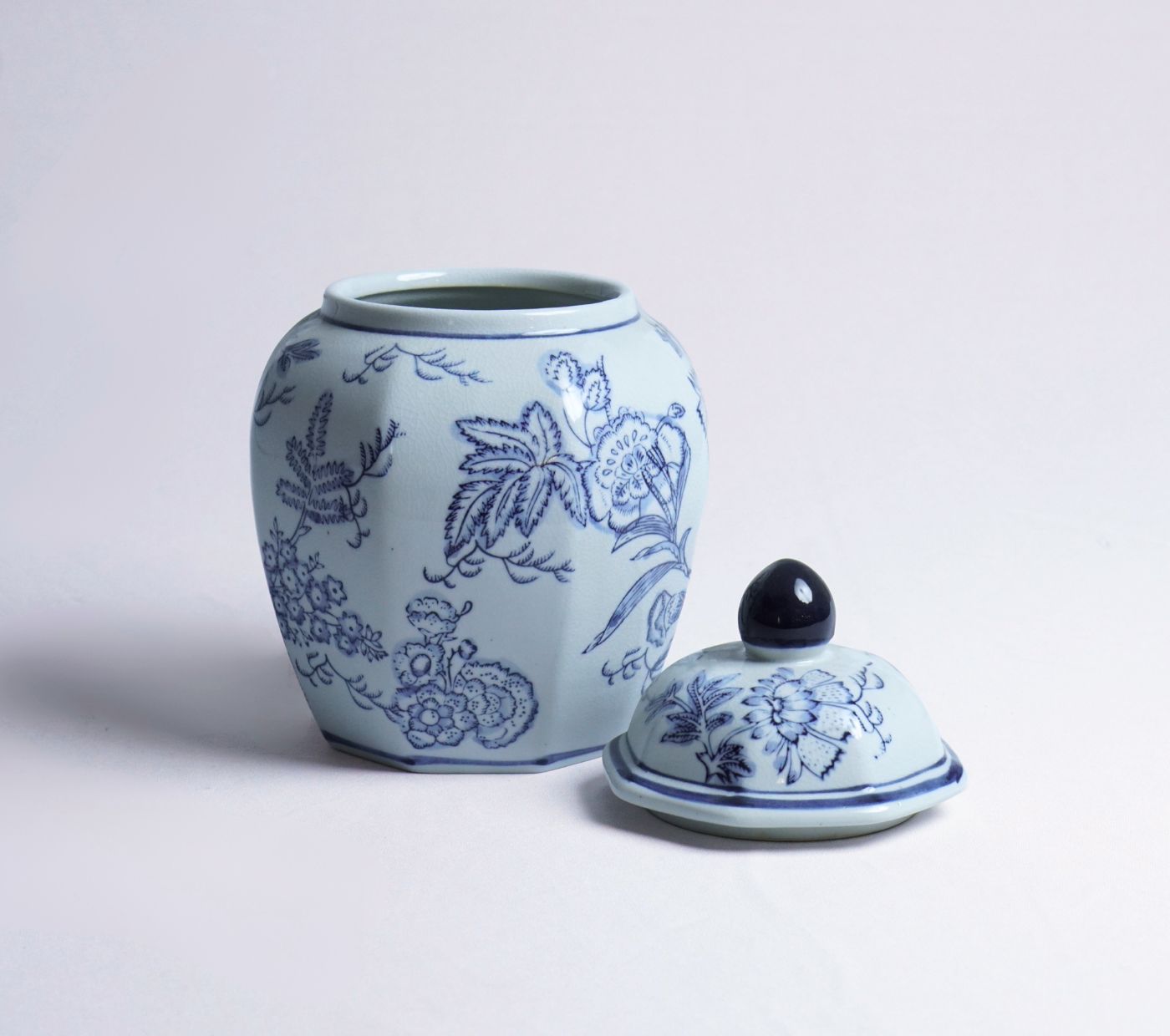 Indigo Bloom Porcelain Urn
