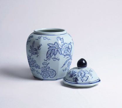 Indigo Bloom Porcelain Urn