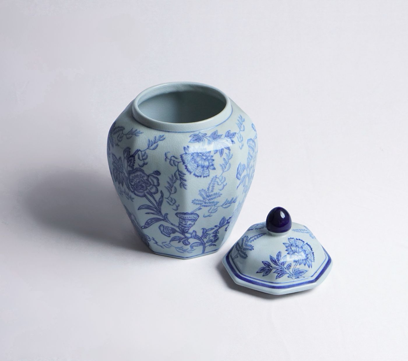 Indigo Bloom Porcelain Urn