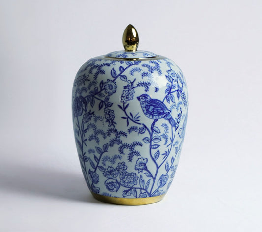 Feathered Garden Porcelain Urn