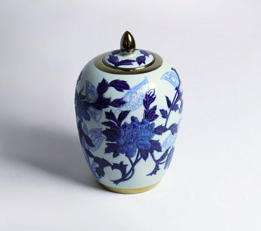 Midnight Bloom Porcelain Urn