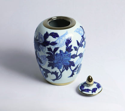 Midnight Bloom Porcelain Urn