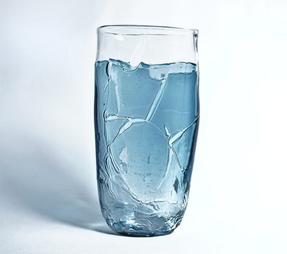 Aqua Rift Textured Glass Vase