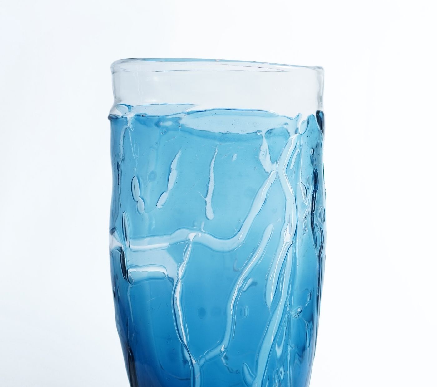 Aqua Rift Textured Glass Vase